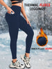 Womens Thermal Fleece Lined High Waisted with Pockets Leggings, Workout Winter Warm Tights Soft Yoga Running Pants