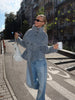 Grey Lace Up Short Woolen Coat Women Chic Solid Stand Collar Double Breasted Pocket Slim Jacket Lady Commute Street Wear
