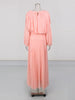 Solid Spliced Folds Minimalist Dresses for Women Round Neck Long Sleeves High Waist Elegant Dress Female Autumn