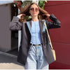 Printed Tassel Blazer Women Spliced Lapel Suit Jacket for Women Streetwear Autumn Winter Loose Casual Outerwear