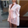 Scarf Ribbon Jacket Skirts Suit Women Chic V-Neck Button Slim Jackets A-line Mini Skirt Sets High Street Lady 2 Piece Set