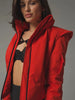 Women's Winter Jacket Wide Shoulder Coat Waist Cinching Cropped Padded Top Street Stand Collar Long Sleeve Irregular Hem Coats
