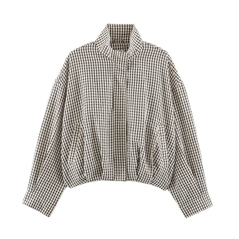 Women's Jacket Autumn Long Sleeve Loose Plaid Jacket for Women Casual Stylish Chic Personality Oversize Ladies Outwear