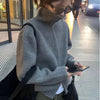 Grey double zipper turtleneck knitted cashmere cardigan women's autumn and winter thickened 100% pure wool with sweater coat