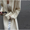 Solid Belted Maxi Trench Coats Women's Loose Full Sleeves Single-breasted Lace-up Windbreak Ladies Early Autumn Outwear