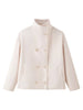 Women Stand Collar Spring Woolen Coats Single Breasted Loose Female Long Sleeve Jacket Office Lady Street Short Coat