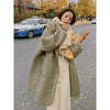Autumn Winter Korean Loose Women Down Cotton Coat Hooded Medium Length Cotton Coat Large Pocket Windproof Coat