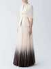Spliced Button Two Piece Sets for Women V Neck Cape Sleeve Tunic Top High Waist Ombre Skirt Elegant Set Female