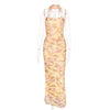 Elegant 2 Pieces Dress Set with Scarf Women Matching Sets Sexy Cropped Top and Long Dress Set Casual Dress