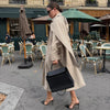 Women's Cape Trench Coat Vintage Double-breasted Long Sleeve Lapel Loose Fit Oversized Overcoat Street Autumn Irregular Jacket