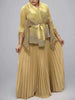 2 Pieces Set Women V Neck Full Sleeves Bandage Coat + Elastic Waist A Line Skirt Lady Pleated Clothes 2DC1483
