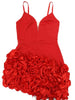 Beautiful Red Ruffle Mini Dress Women Evening Dress Glam Straps Fitted Chirstmas Cocktail Dress Year Robes