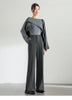 Wool Blend Flare Pants Women Winter Thick Warm Trousers High Waist Office Lady Casual Pants 144K57322