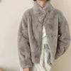Eco-friendly Mink Fur Windproof Stand Collar Faux Mink Coat For Women Warm Winter Thick Jackets With Pockets 2DB5167
