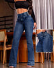 Allukasa autumn winter Elegant High Waist Button Front Casual Female Jeans Sexy Back Shirred Trouser Bottom