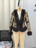 Women Vintage Floral Print Plush Cuffs Fur Collar Coat Waist Cinching Short Women's Jacket Autumn Winter Banquet Outfit