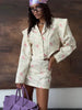 Floral Print Blazer Women's Skirt Set Elegant Cropped Jacket Mini Skirt Two Piece Set Spring Business Casual Outfit