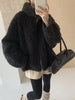 Faux Lambs Women Jacket Y2K Autumn Plush Thick Zipper Warm Coats Streetwear Long Sleeve All Match Hairy Outerwear