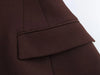 Women Fall Vintage Elegant Blazer Lapel Cinched-Waist Brown Blazer Autumn High Street Commute Lady Suit