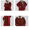Lamb Wool Collar Duffle Coat Women Long Wool-Like Overcoat Elegant Loose Fit Warm Winter Outerwear Clothing