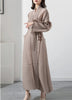 Spliced Pleated Dress For Women V-neck Long Sleeves Designer Belt Party Dresses Patchwork Female Clothing 2YA1324
