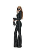 Spring Autumn Long Fitted Soft Black Pu Leather Flare Pants for Women Low Waist Sexy Designer Gyaru Clothes
