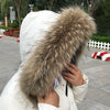 Real Fur Collar for Coat Parkas Women Winter Natural Raccoon Fur Scarf for Jacket Warm Furry Hood Trim with Buttons