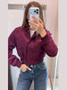 Women Suede Short Jacket Loose Red Stand Collar Long Sleeve Zipper Coat Autumn High Street Lady Outerwears