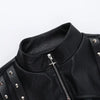Punk Faux Leather Cropped Jacket Women Spring Streetwear Sexy Slim Fit Rivet PU Blouse Top