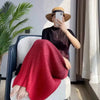 Long Dresses Elegant Party Dresses Woman Pleated Dress Female Gradient Long Loose Stitching Drape Bottoming Dress