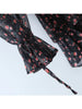 Autumn Women Vintage Floral Print Chiffon Dress Sexy Semi-Sheer Long Sleeve Layered Ruffle Ladies Short Dress