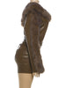 Sexy Furry PU Patchwork Dress Women Zip Diagonal Collar Tierred Ruched Irregular Full Sleeve Winter Streetwear