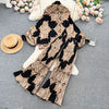Europe and America Style Women's Spring Vintage Plaid Ruffled Shirt Long Pants Sets