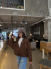 Women Suede Textured Jacket Long Sleeve Lapel Collar Loose Coats Casual Female Outerwear Chic Tops