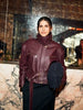 Beige Croc Leather Cropped Jacket Y2k Stand Collar Long Sleeve Wide Cuff Oversize Coat Autumn Street Daily Casual Outerwear