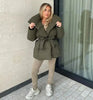 Women's Puffer Coat Large Lapel Collar Belted Waist Mid-Length Warm Winter Jacket Loose Padded Outerwear