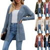 Autumn Women's Milled Pit Stripe V-Neck Solid Colour Button Long Sleeve Ladies Casual Extensions Cardigan Jacket Coat