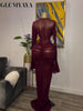 Women Flare Long Sleeve Stacked Dot Mesh See Though with Lining Maxi Long Dress Evening Birthday Sexy Party Dresses
