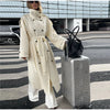 Detachable Triangle Shawl Long Puffer Coat Stand Collar Waist Tie Belt Button Solid Loose Women Coats Winter Commute Outfit