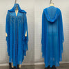 Middle East Africa Muslim Long Robe Vintage Diamond Bead Shoulder Cover Hooded Cloak Dress Bat Sleeve Women's Dress