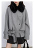 Women Korean Coat Loose Casual Woolen Single-sided Detachable Collar Female Overcoat Ladies Jacket Autumn Winter