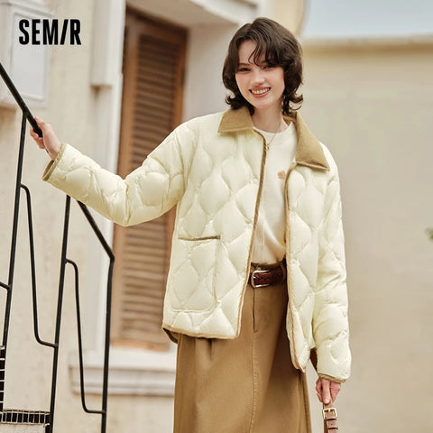 Down Jacket Women Medium Length Light Corduroy Collar Winter Vintage Lightweight puffer women