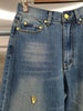 Loose Spliced Metal Decoration Versatile Jeans for Women High Waist Casual Wide Leg Jean Female Clothes