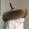 Real Fur Collar for Coat Parkas Women Winter Natural Raccoon Fur Scarf for Jacket Warm Furry Hood Trim with Buttons