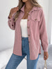 Autumn Winter Casual Single Breasted Pocket Jacket Solid Color Long Sleeve Corduroy Coats for Women Khaki Pink Red