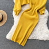Winter Women Knitted Sets Breading Long Sleeve Pearl Sweater+Knitted Camis Dress Sets Sweater Suits