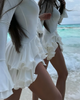 Women's A-Line Bodycon Mini Dress Ruffle Hem V-Neck Asymmetrical Buttons Long Sleeve Short Dress Party Streetwear Outfits