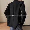 Black Blazer Women's Minimalist Design Long Sleeve Casual Office Blazer Solid Color Outerwear