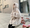Korean Loose Thick Plush Coat For Women Winter Imitation Fur Rabbits Grass Coat Female Warm Zipper Jacket Hooded Parka Overcoat