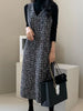 Women Dresses Tweed Japanese V Neck All Match Sequined Vestidos Mujer Korean Autumn Robe Femme Chic Clothes